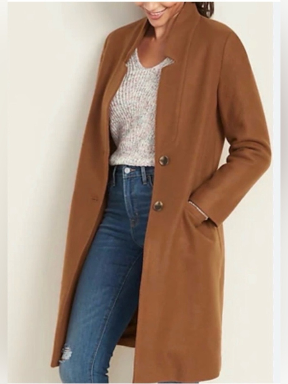 Old Navy Spicy Lentils Camel Wool Blend Long Coat XL NWOT
